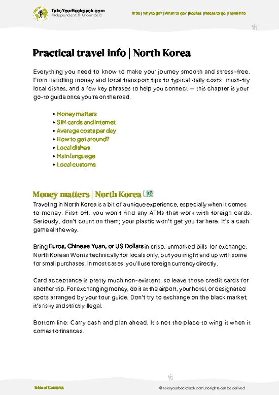 example page 7 from our offline Travel Guide for North Korea